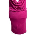Bebe  Deep Plunge Bodycon Hot Pink Halter Low Cut Dress Size Medium Photo 3