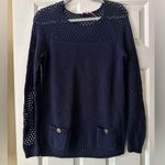 Lilly Pulitzer  Kristen Navy blue open knit cotton sweater size medium. Photo 0