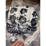 Kindred Anthropologie  Embroidered Floral Butterfly Boho Peasant Top Size S White Photo 7