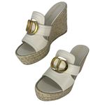 Christian Dior White CD Montaigne Wedge Slide Sandals Photo 4