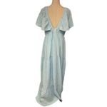 She & Sky  Ruffle Sleeve w/ Plunging Neckline Open Back Long Blue Maxi Dress‎ XL Photo 4