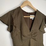 Alexis  Benza Flutter-Sleeve Short Chocolate Brown Dot Mini Dress Womens XS Photo 5