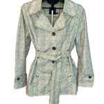 Faded Glory  Pale Green & White Geometric Belted Rain Coat Size XL (16-18) Photo 1