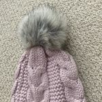 EXPRESS EXRESS Knit Winter Beanie Hat with Pom One Size O/S Pale Pink Like New Clean Photo 1