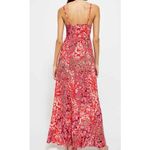 Free People FP Intimately Forever Yours Smocked Slip Dress Red Floral Maxi Dress Medium M Photo 1
