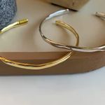 Boutique NEW Hammered‎ White Gold Plated Sterling Silver Skinny Cuff Bracelet, Adjustable Photo 6