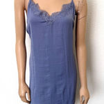 Aerie [] Blue Lace Trim Satin Mini Slip Dress Sleeveless Racerback Size Large L Photo 0