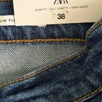 ZARA NWT  The Slim Full Length High Waist Button Fly Terrain Blue Denim Jeans Photo 8