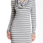 Tart Cowl Neck Sweater Dress Tunic Grey White XS Gray Photo 0