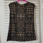 Carolyn Taylor Womens Sleeveless Geometric Print Top Size S Black/Beige Polyeste Photo 1