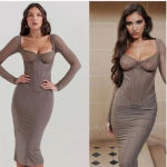 House Of CB House of‎ CB L  'Safran' Mocha Corset Midi Dress NWOT Photo 1
