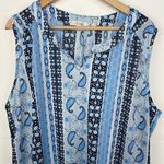 Cure Boho V neck Paisley print sleeveless top 3X Blue Photo 4