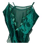 Victoria's Secret Vintage  GOLD LABEL Shiny Green Satin Teddy Sequin Bodysuit S Photo 9