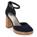 a.n.a Worthington Womens Panama Block Heel Ankle Strap Pumps in Dark Denim size 6.5 Photo 0