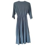 Jenni Kayne  Seersucker Blue Stripe Long Shirtdress size small with pockets Photo 5