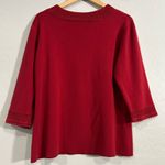 French Laundry  Womens Red Crochet Trim Knit Tunic Sweater 1X Plus Size Photo 1