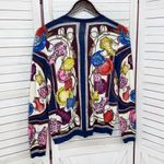 Talbots Tea Party Print Button Up Cardigan Sweater Blue Multi XS Photo 8