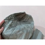 Andthewhy Revolve Lace Detailed Gauzey V Neck Blouse Top Large Sage Green NWT Photo 2