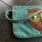 Fossil  genuine leather teal wristlet owl strap small travel retro keeper Photo 4