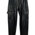 American Eagle  Stretch High-Waisted Vegan Leather Straight Cargo Pant Black Sz 2 Photo 3