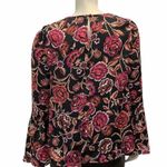 a glow  Medium Black Floral Tunic Peplum Top Blouse Photo 2
