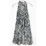 Paani Dress Floral Ruffle Tassel Tie Neck Tiered Sleeveless Size Medium Blue Photo 1