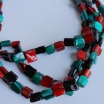 Glossy Stone Multi Strand Necklace Set Blue Photo 2