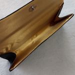 Black Satin and Gold Metallic Floral Lace Cocktail Clutch Handbag Photo 7