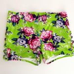 Torrid [] Neon Green Floral Rose Print Lattice Lace Up Side Swim Shorts Size 1X Photo 0