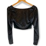WAYF  | Small | NWT | Black Emma Rose Samantha Ruched Long Sleeve Velvet Crop Top Photo 3