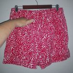 Loft L Linen Blend High Rise Summer Island Pattern Pull On Shorts Red White Photo 2