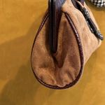 Faux suede, faux leather handbag with rhinestones stones Brown Photo 3