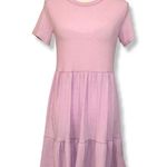 Lila Rose NWOT Pink Babydoll Ribbed Knit Dress Short Sleeve Tiered Skirt New Photo 0