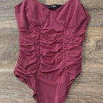 Lulus NWT  Mauve Ruched Bodysuit Stretchy Fitted Y2K Minimal Top Small Photo 0