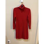 Neiman Marcus Cashmere Collection Turtleneck Sweater Dress Red Size Small Photo 2
