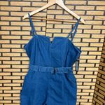 Derek Heart Derek‎ Heart Denim Crop Jumpsuit Size Large Photo 2