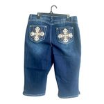 Blue Savvy  Plus Size Back Embroidered Pockets Bermuda/Capri Denim Pants Size 20W Photo 1