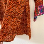 Fun Colorful Leopard Silky Tunic Bell Sleeve African Ethnic Tribal XS Orange Photo 3