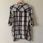 Khakis & Co. Plaid Tunic Popover Shirt Blouse Top Size S Rayon Black Beige Photo 2