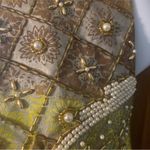 vtg 80s embroidered VEST Ana Moro All Size pearl gold beaded Stunning Green Photo 5