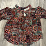 A Byer A. Byer Boho Patchwork Blouse | Crochet Lace Detail | Size M Photo 0