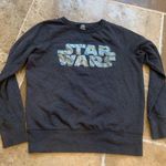Star Wars  Silver Lettering Sweatshirt Terry M Gray Long Sleeve Pullover Photo 0