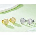Boutique Sparkling Iced Crystal Round Stud Earrings Silver Plated Stainless Photo 3