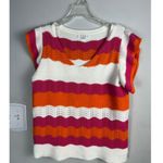 THML Women's Knit Top Size M White Orange Pink Striped Sleeveless Photo 1