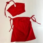 Beginning Boutique  Alexis Ruched Cut Out Mini Skirt and Halter Top in Red Photo 5