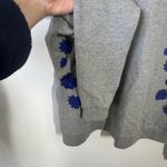 J.Crew Sweatshirt Women L Gray Blue Embellished Flower Appliqué Preppy Casual Size L Photo 3
