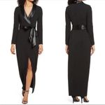 Eliza J NWT Long Sleeve Tuxedo Gown Dress Satin Shawl Collar Womens Black Size 6 Photo 2