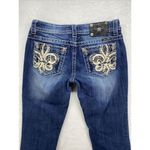 Miss Me Jeans Womens Sz 27 Easy Crop blue Denim Embellished Fleur de Lis Pockets Photo 1