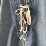 Lucky Brand Y2K Vintage Lace Up Dress Mini Denim Jean Short Sleeve 100% Cotton Photo 3
