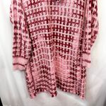 Blue Waters XL Long Cardigan Pink Red Plaid Hooded Knit Sweater Chunky Fall D Size 1X Photo 6